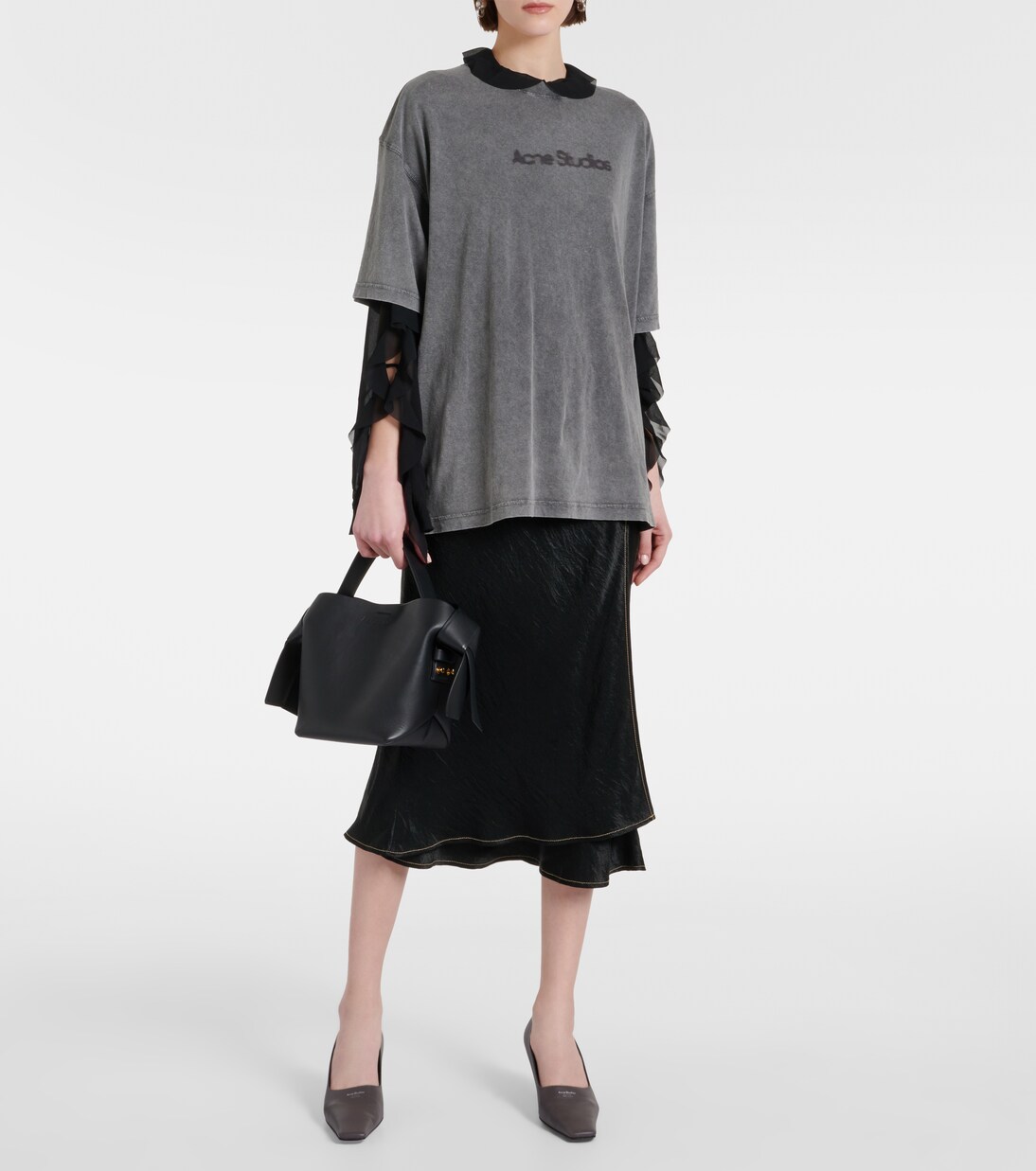 Musubi Mini leather shoulder bag in black - Acne Studios | Mytheresa