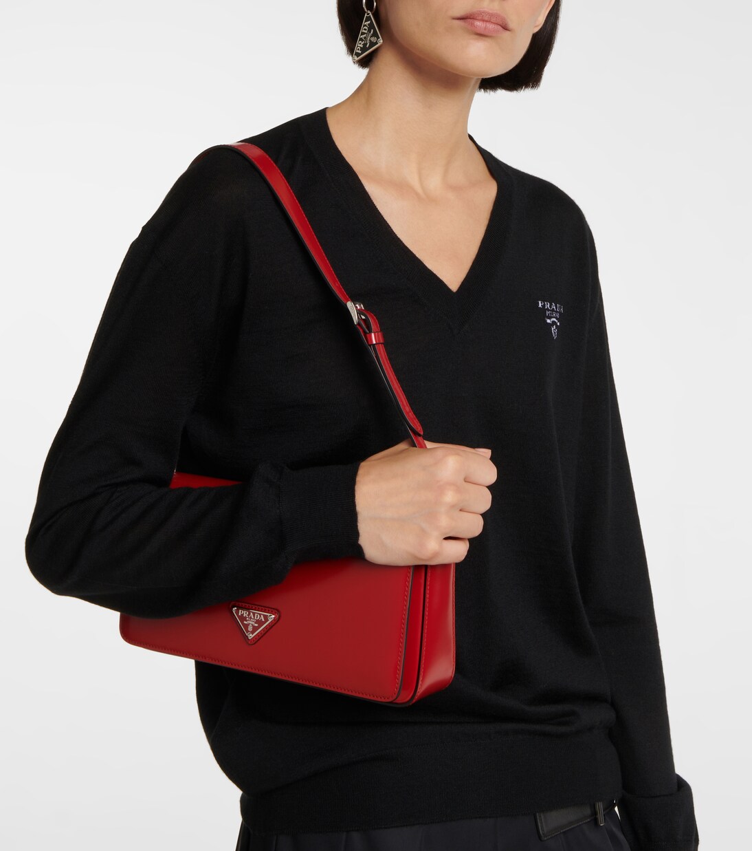 V-neck sweater in black - Prada | Mytheresa