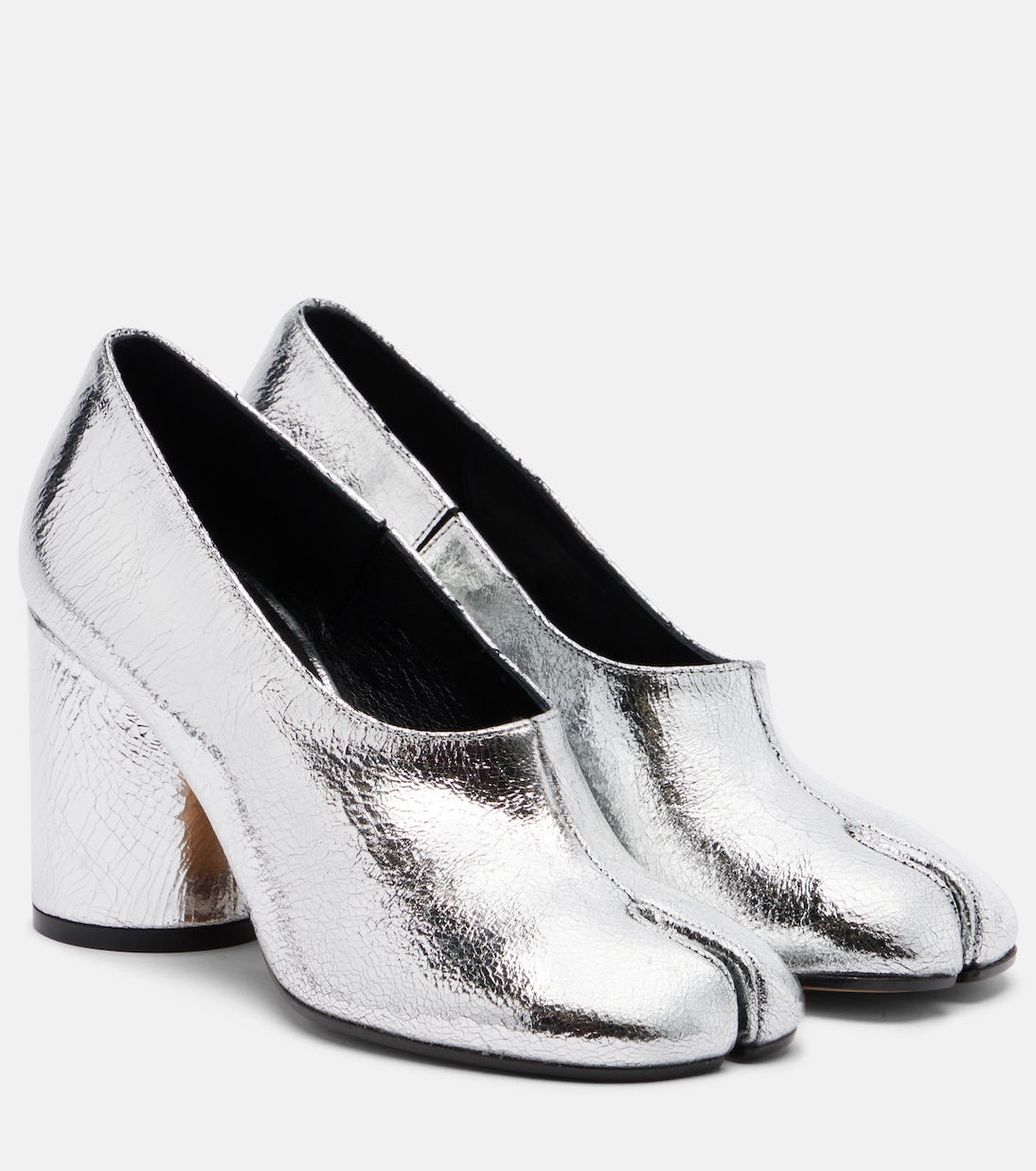 Tabi 80 metallic leather pumps in silver - Maison Margiela | Mytheresa