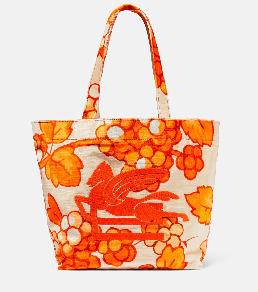 Pegaso leather-trimmed tote bag in orange - Etro | Mytheresa