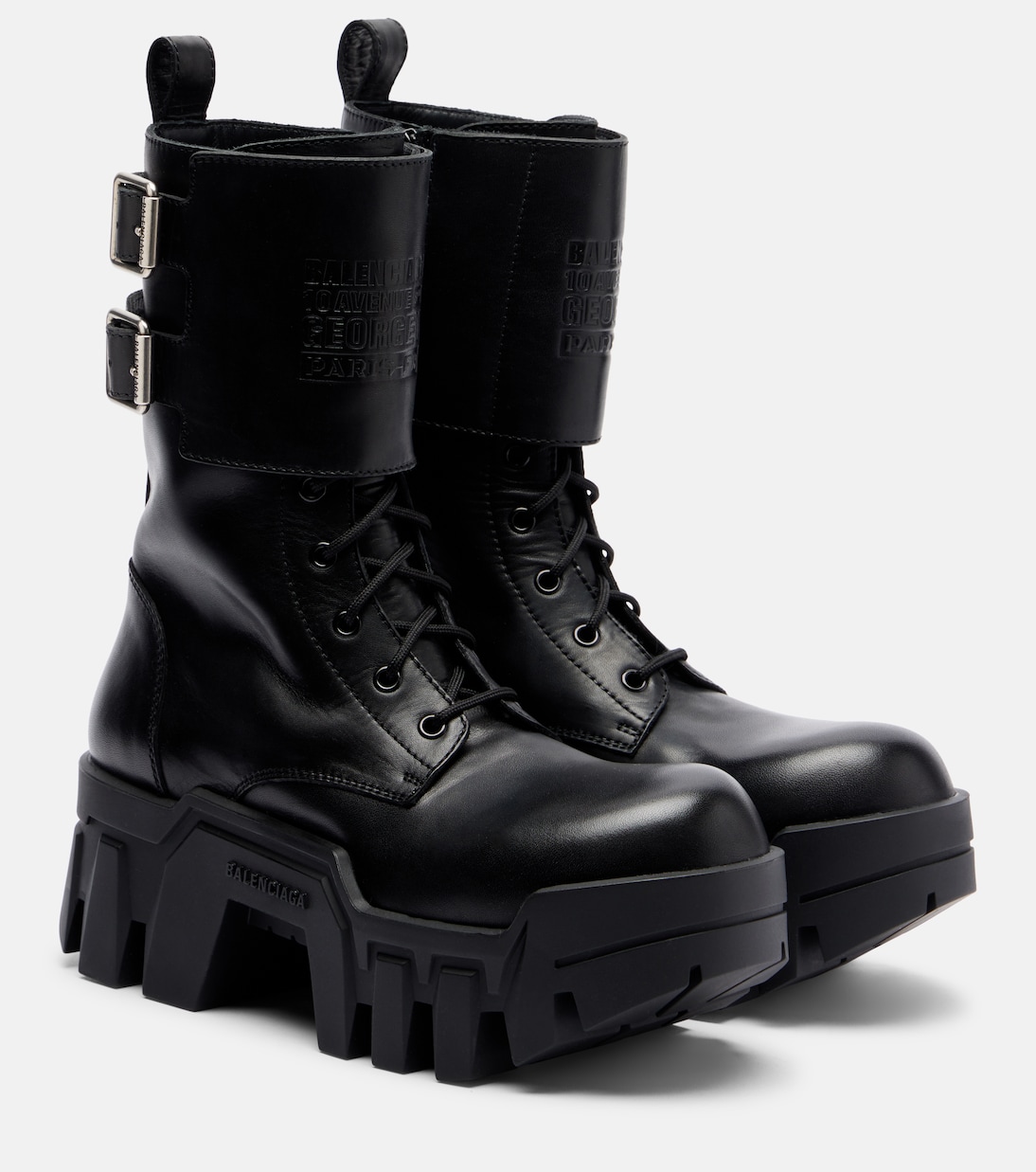 Bulldozer 25 leather platform combat boots in black - Balenciaga