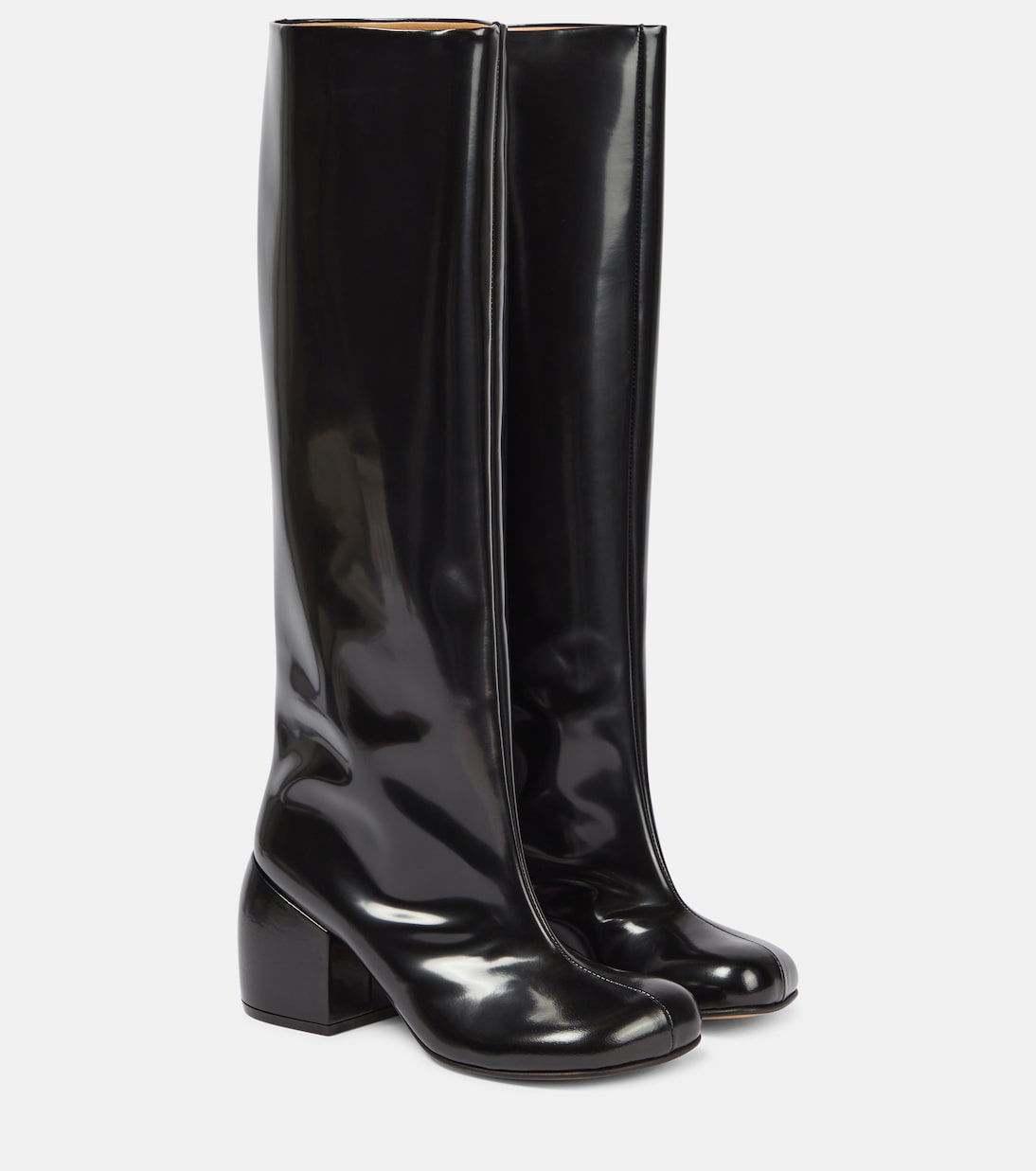Leather knee-high boots in black - Dries Van Noten | Mytheresa