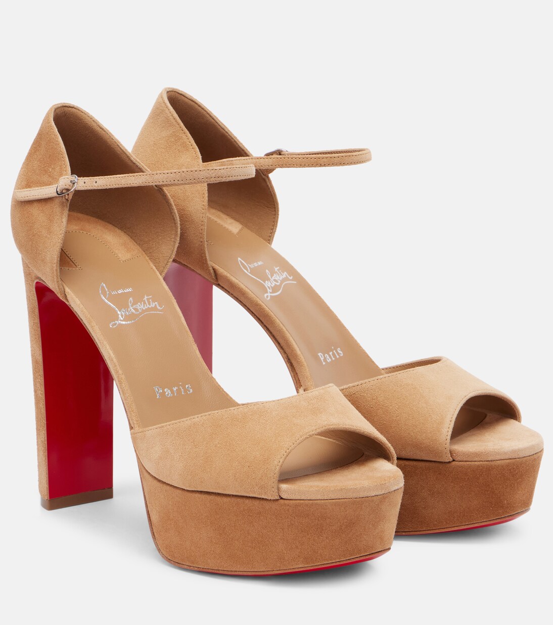 Sandaloo 130 suede platform sandals in beige - Christian Louboutin
