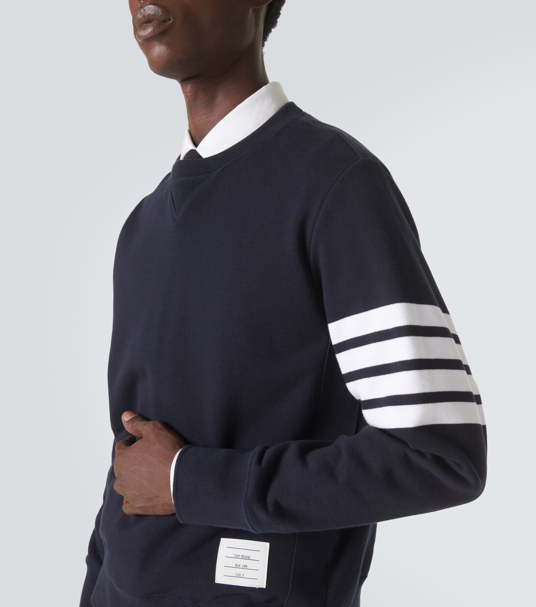 4-Bar cotton classic sweatshirt in blue - Thom Browne | Mytheresa