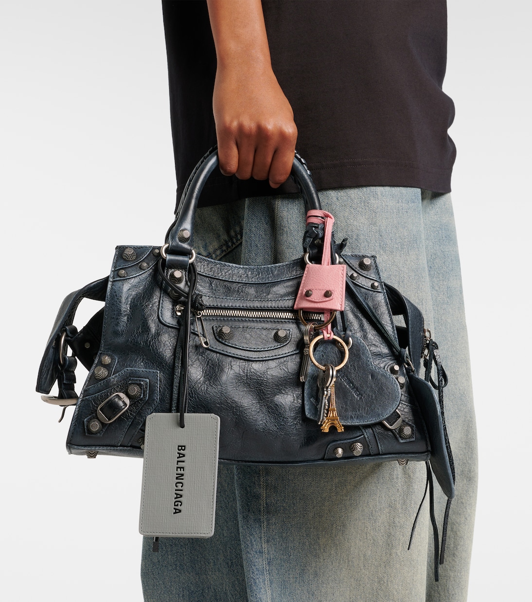 Le City Eiffel leather bag charm in pink - Balenciaga | Mytheresa