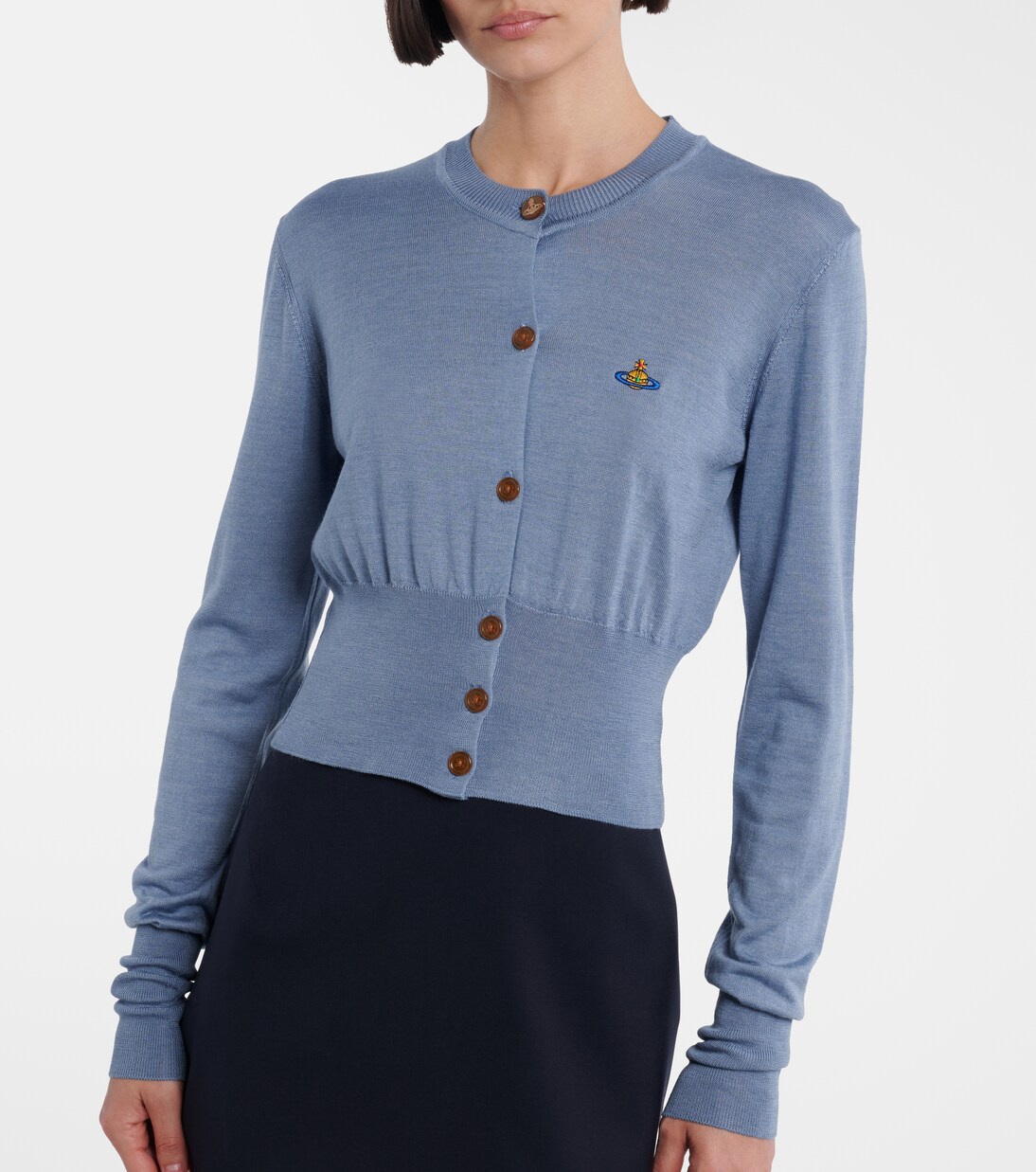 Bea cropped wool and silk cardigan in blue - Vivienne Westwood
