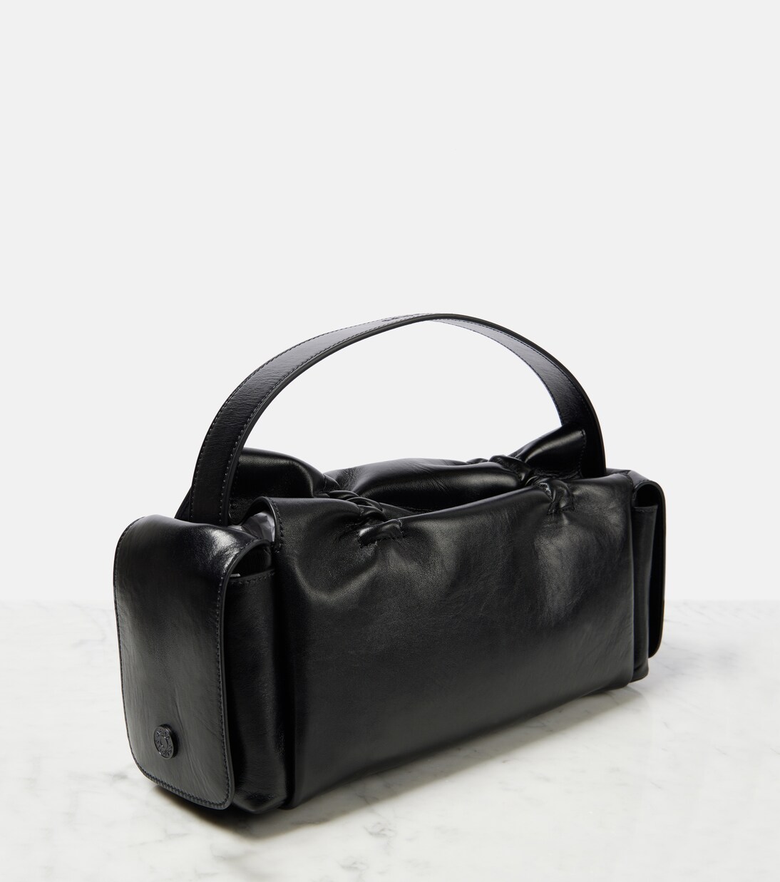 Bow-detail leather tote bag in black - Acne Studios | Mytheresa