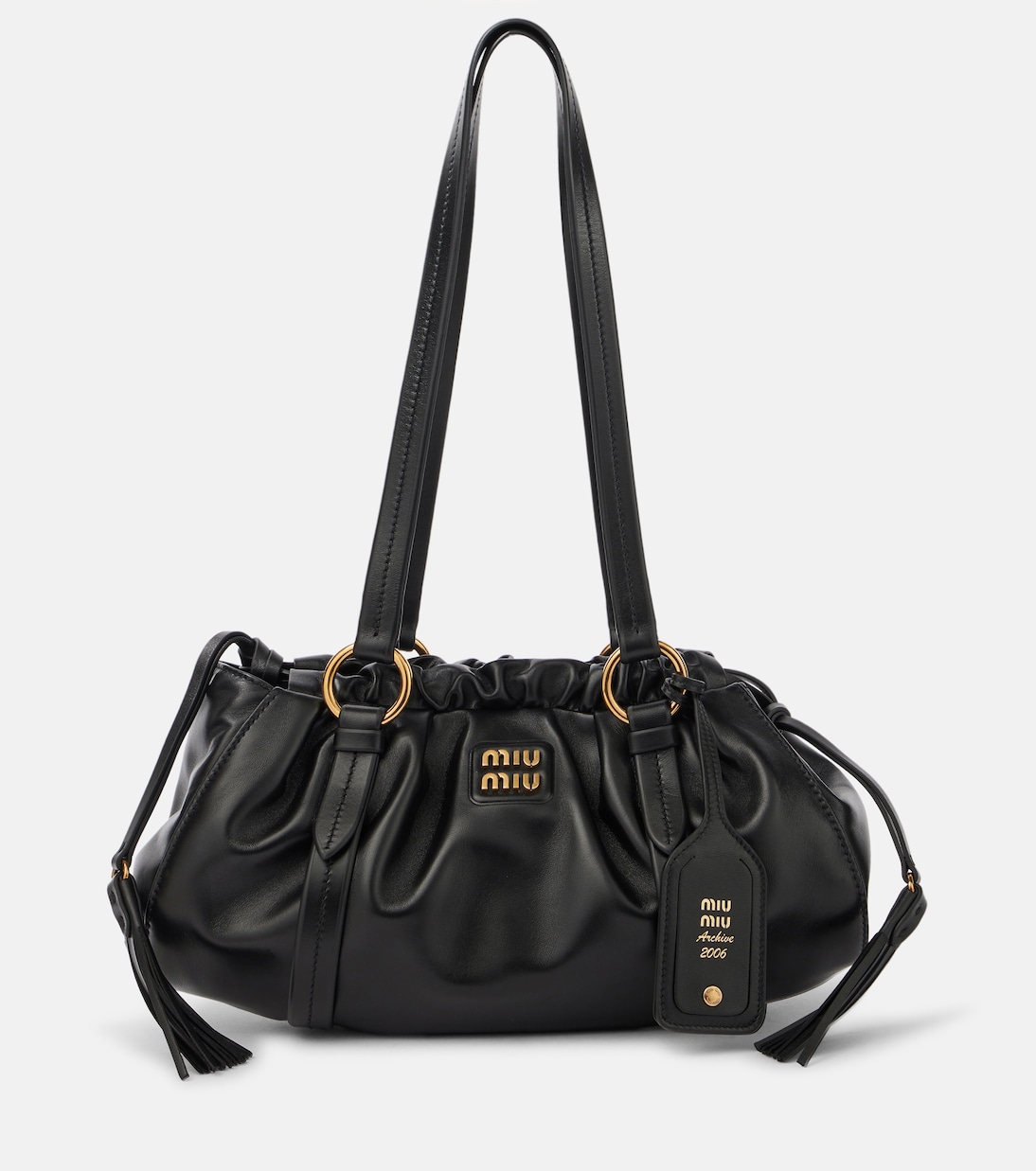 Medium leather shoulder bag in black - Miu Miu | Mytheresa