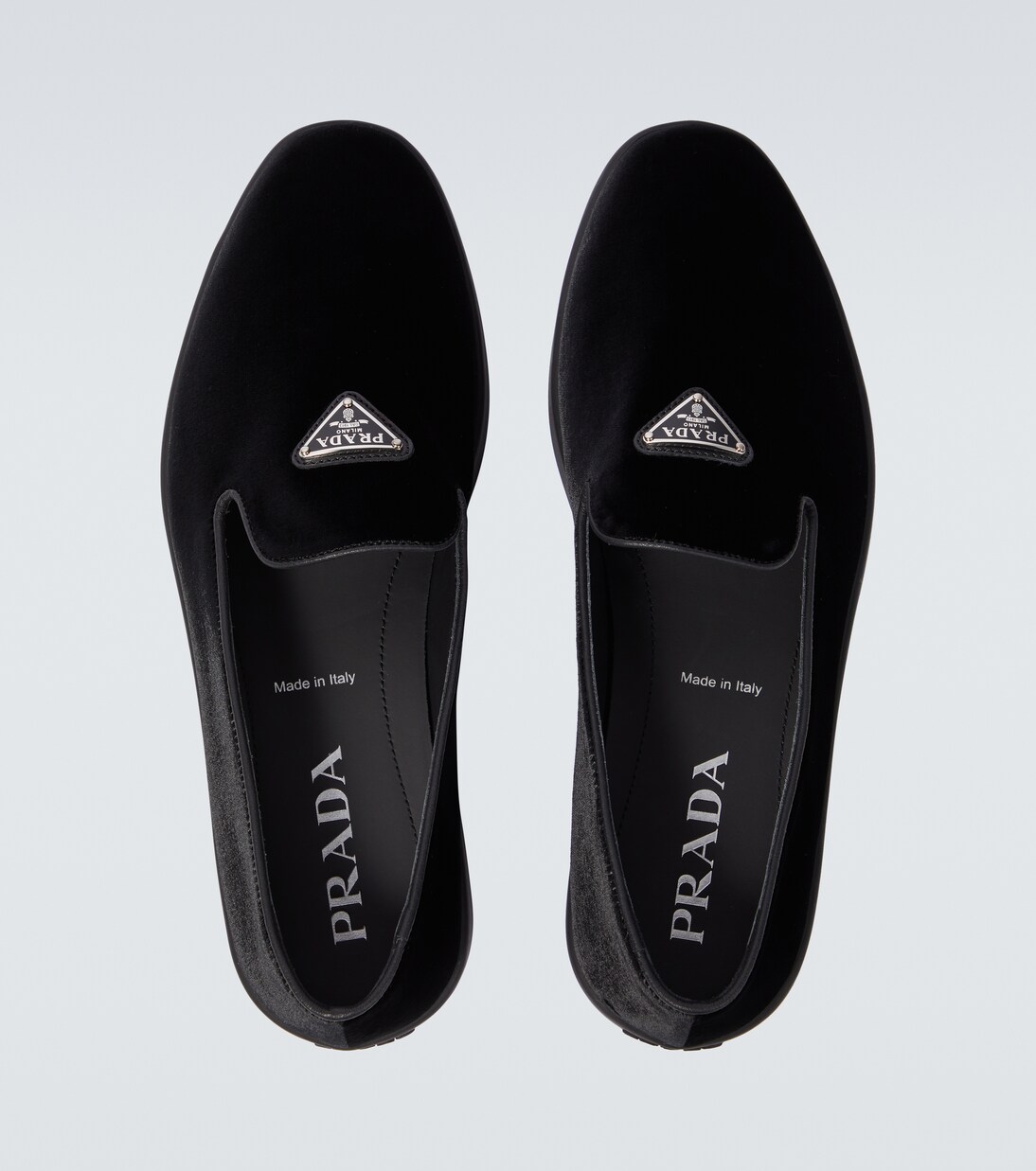 Logo velvet loafers in black - Prada | Mytheresa