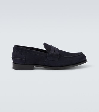 Suede loafers in grey - Giorgio Armani | Mytheresa