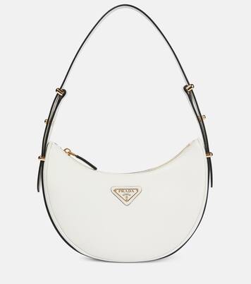 Arqué leather shoulder bag in white - Prada | Mytheresa