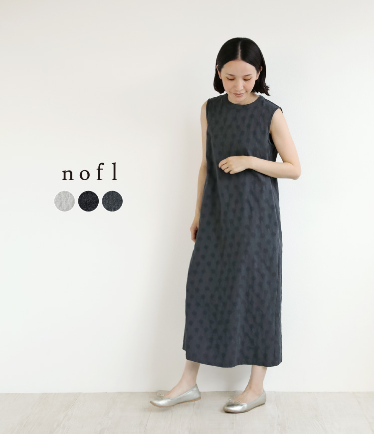 nofl】コットンリネンジャガードノースリーブワンピース 644210520
