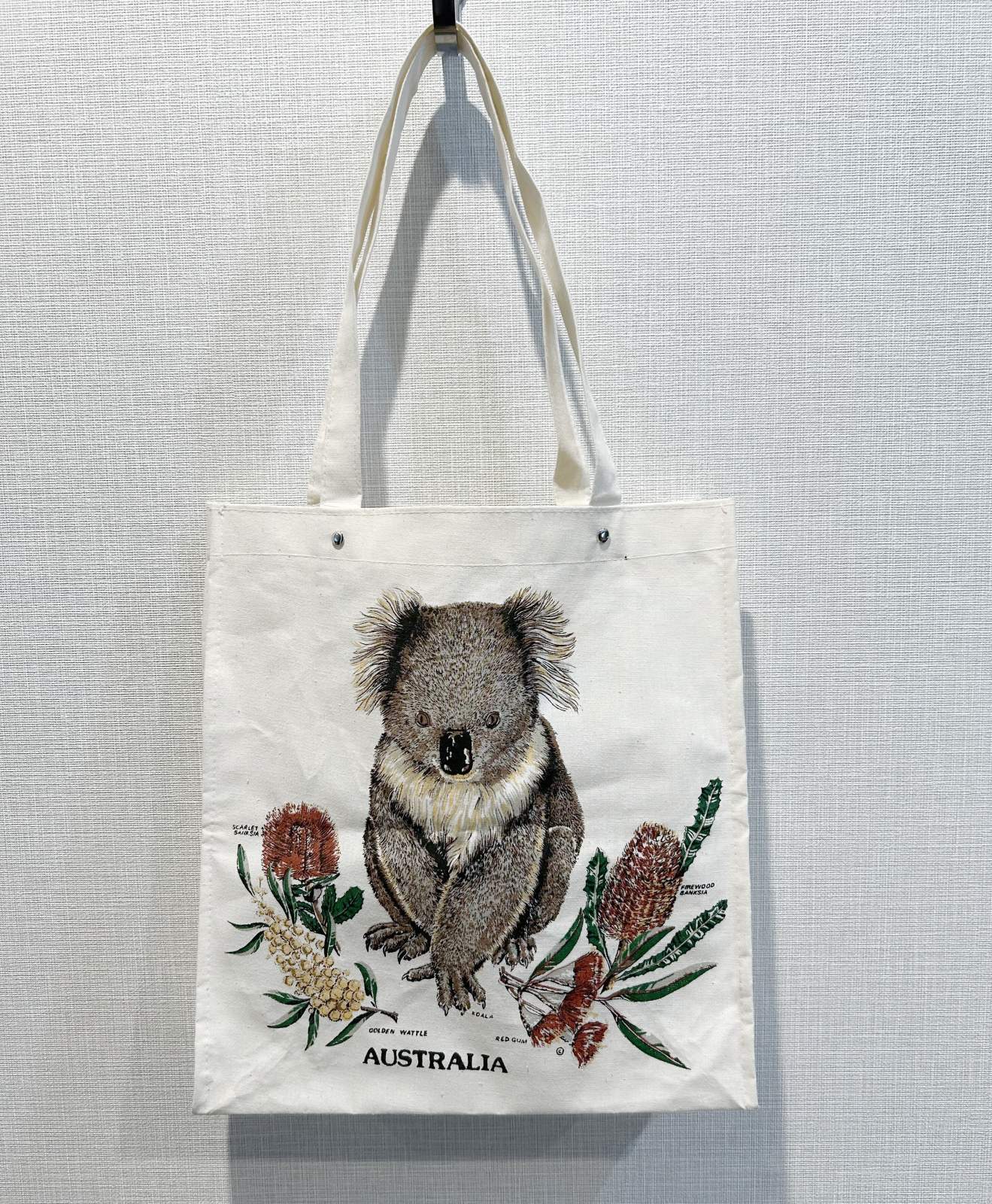 デッドストック【ビンテージ】【コアラ】【花】【生成り】マチ付き