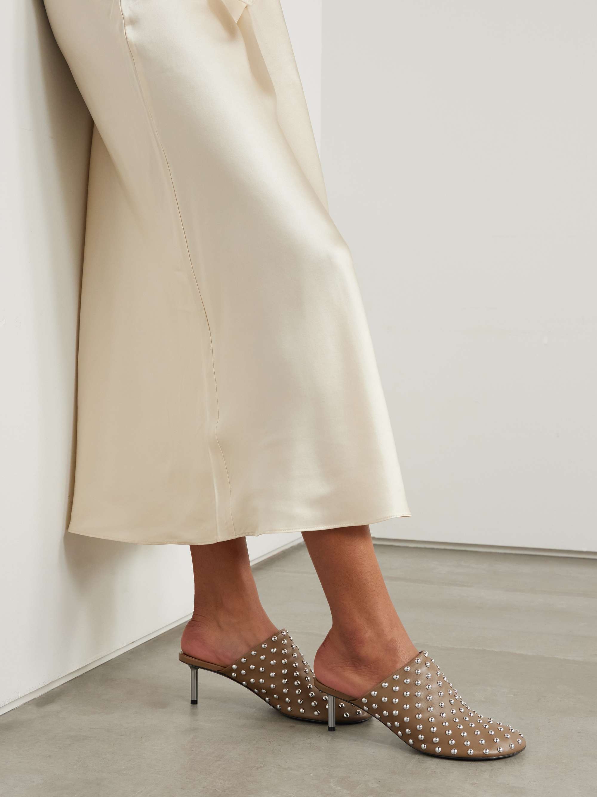 JIL SANDER Studded leather mules | NET-A-PORTER