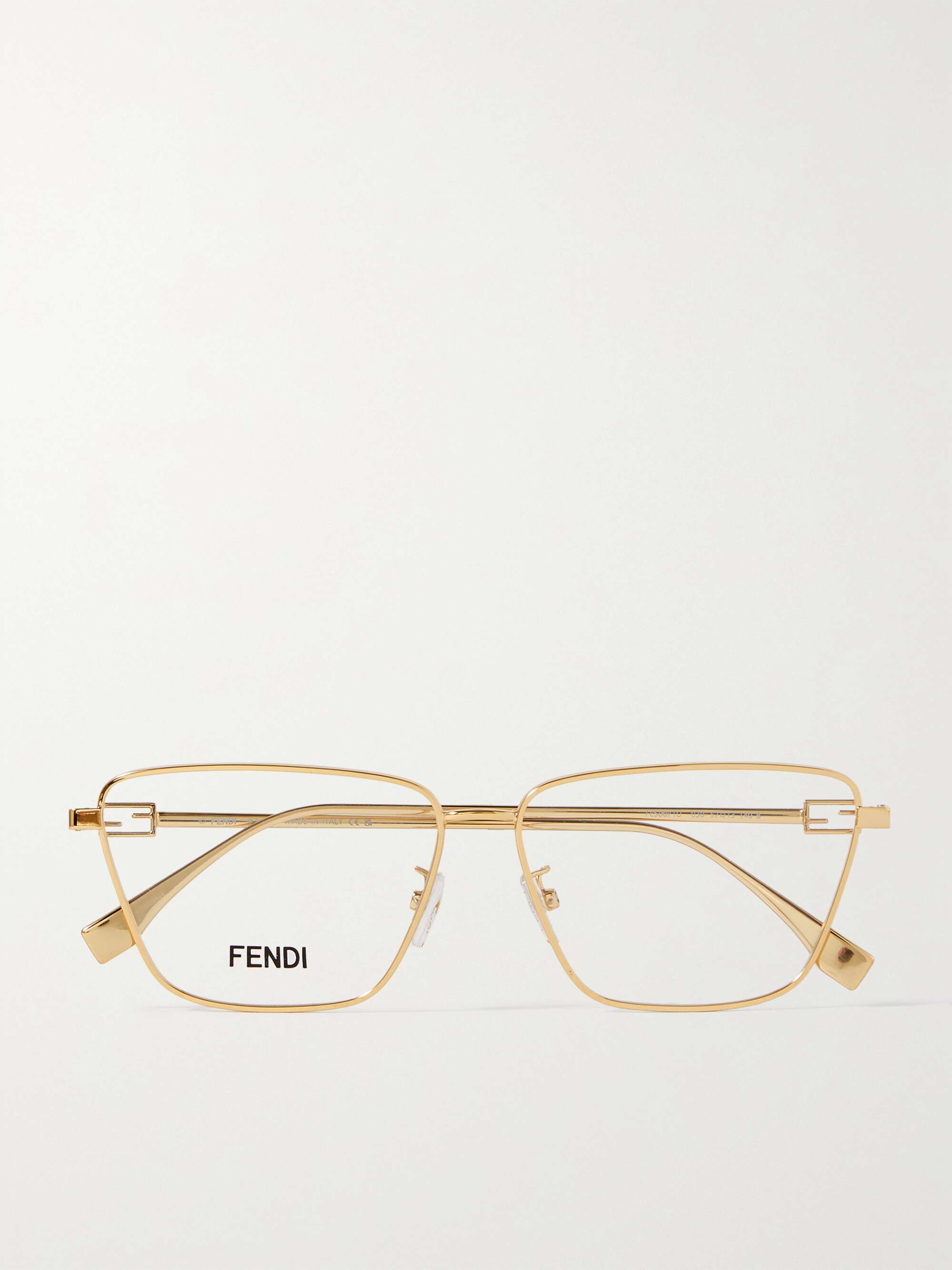 FENDI EYEWEAR Baguette square-framed gold-tone optical glasses