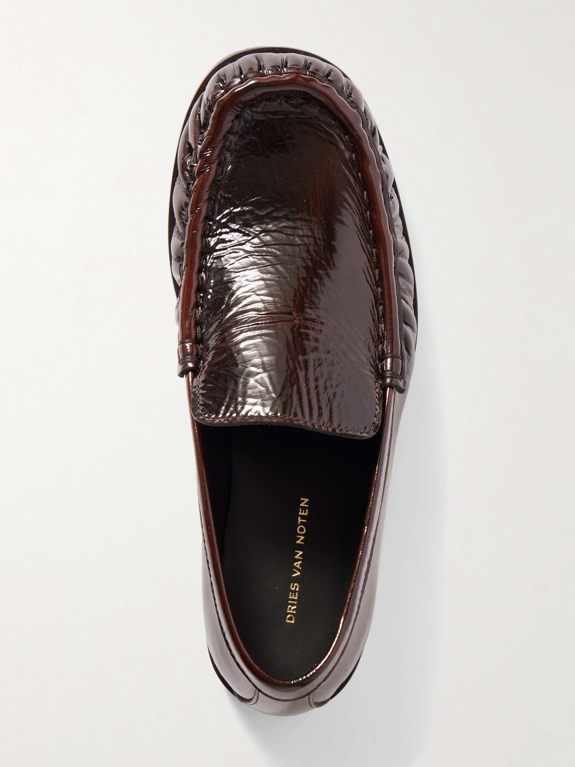 DRIES VAN NOTEN Patent crinkled-leather loafers | NET-A-PORTER