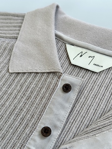 ANCELLM（アンセルム） HENLEY RIB LS T-SHIRT （GRAY） s.t.c｜洋服