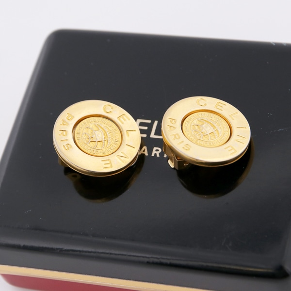 CELINE セリーヌ ロゴサークル イヤリング ユーズド 中古(ゴールド
