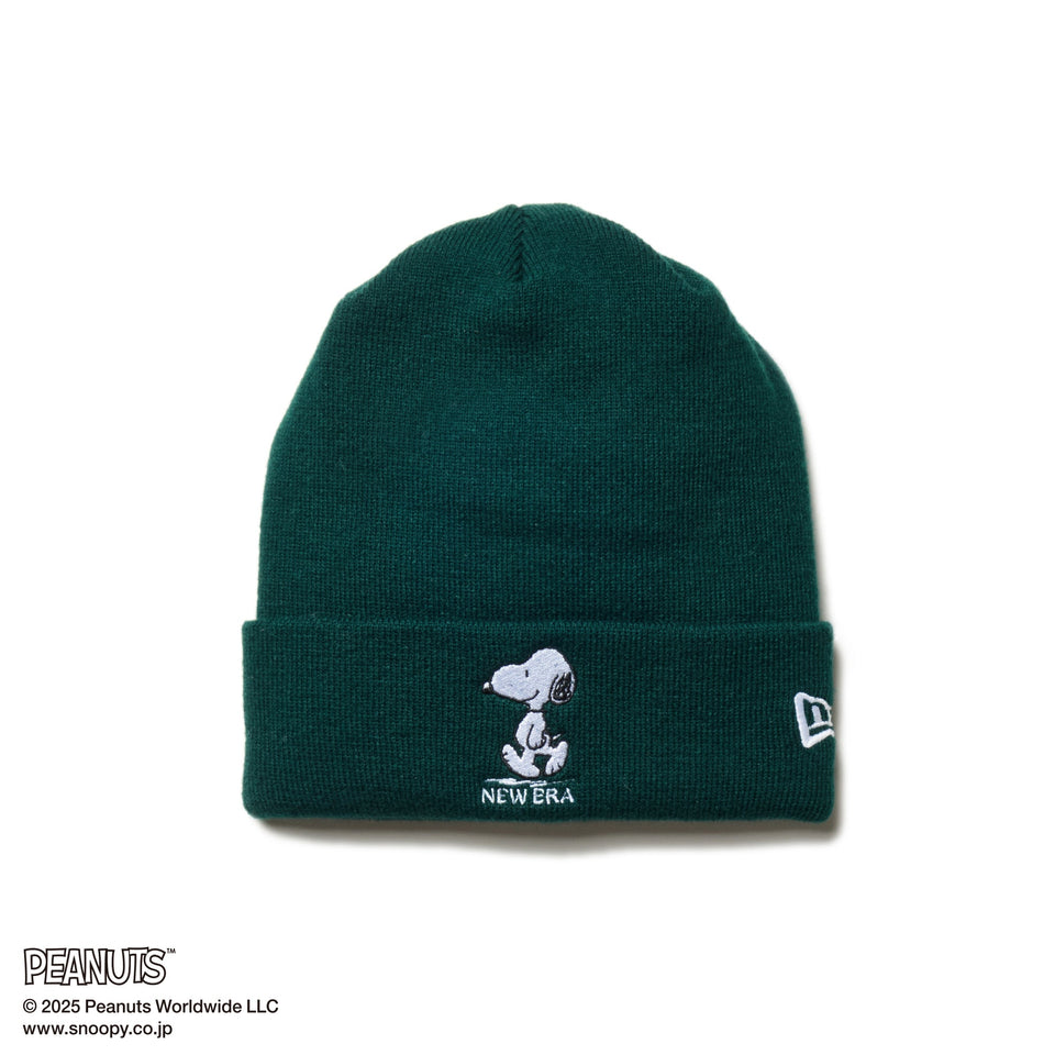 ベーシック カフニット PEANUTS ピーナッツ スヌーピー ダークグリーン