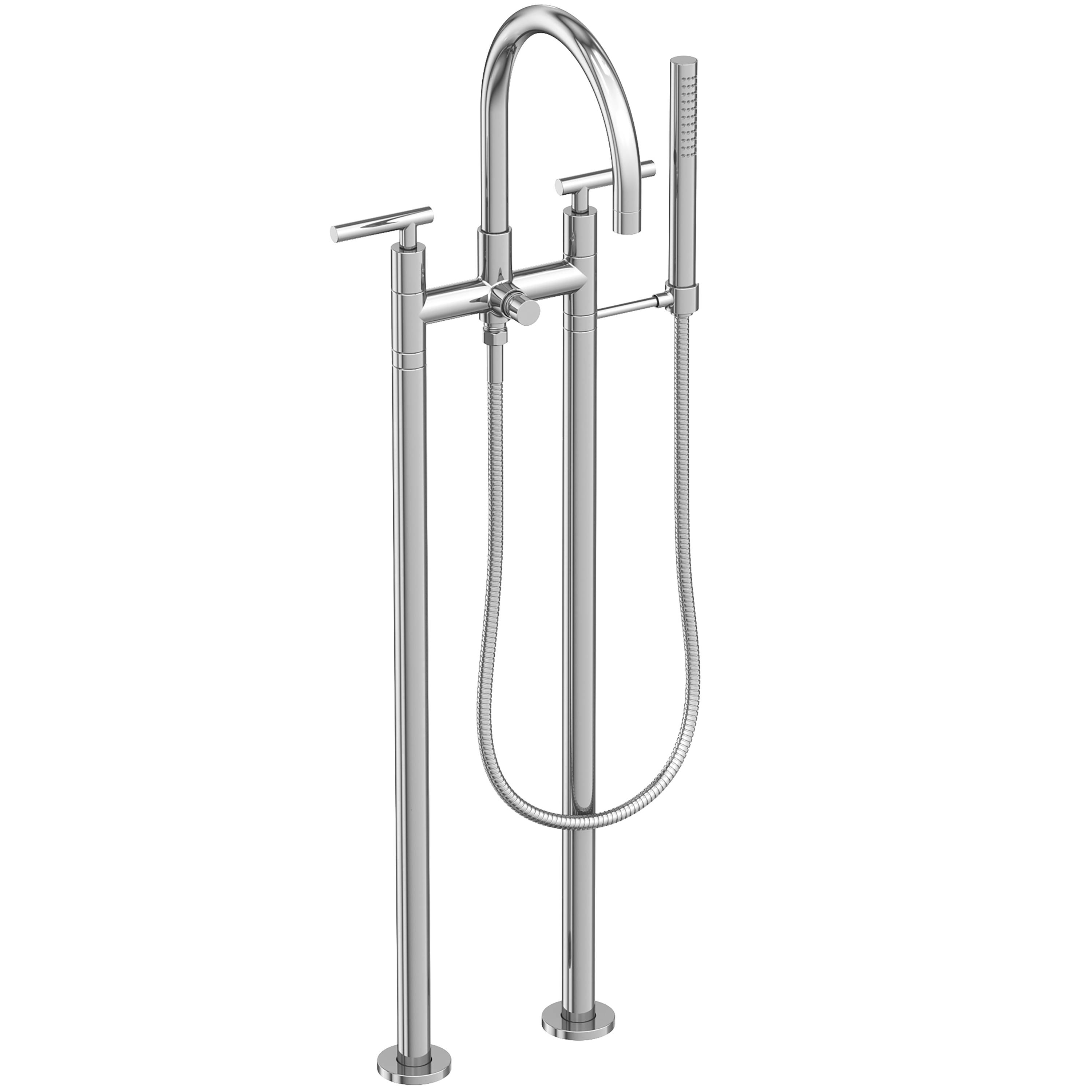 East Linear - Exposed Tub & Hand Shower Set - w/Risers - Polished