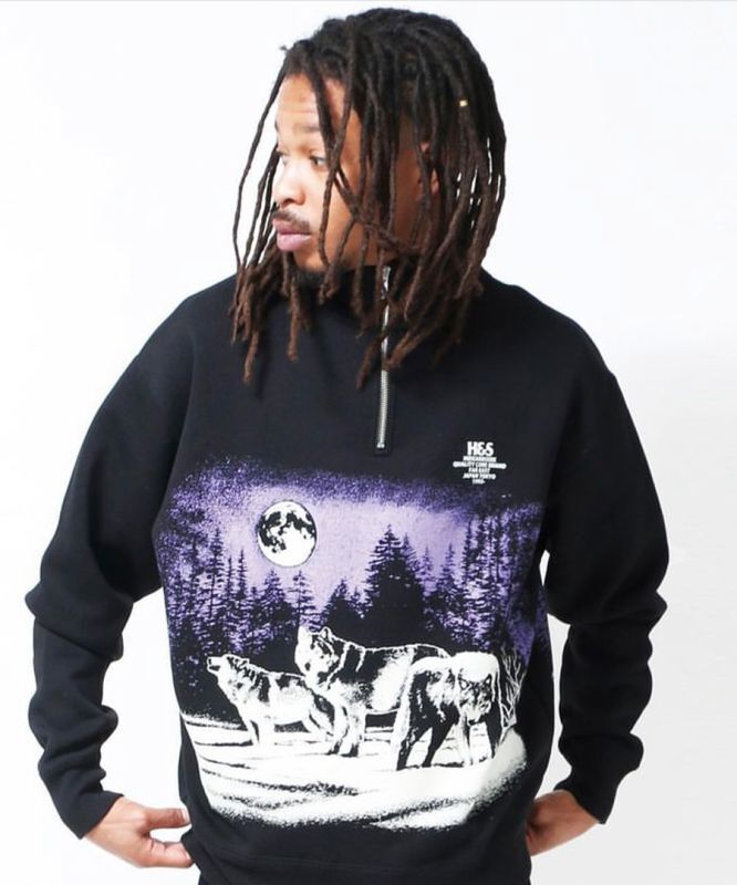 HIDEANDSEEK(ハイドアンドシーク)ハーフジップスウェット Wolf Sweat