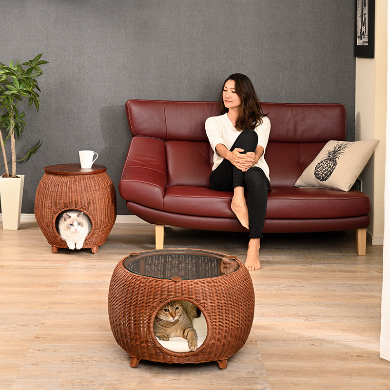 ネコセカイ 公式オンラインショップ / ラタンサイドテーブルベッド