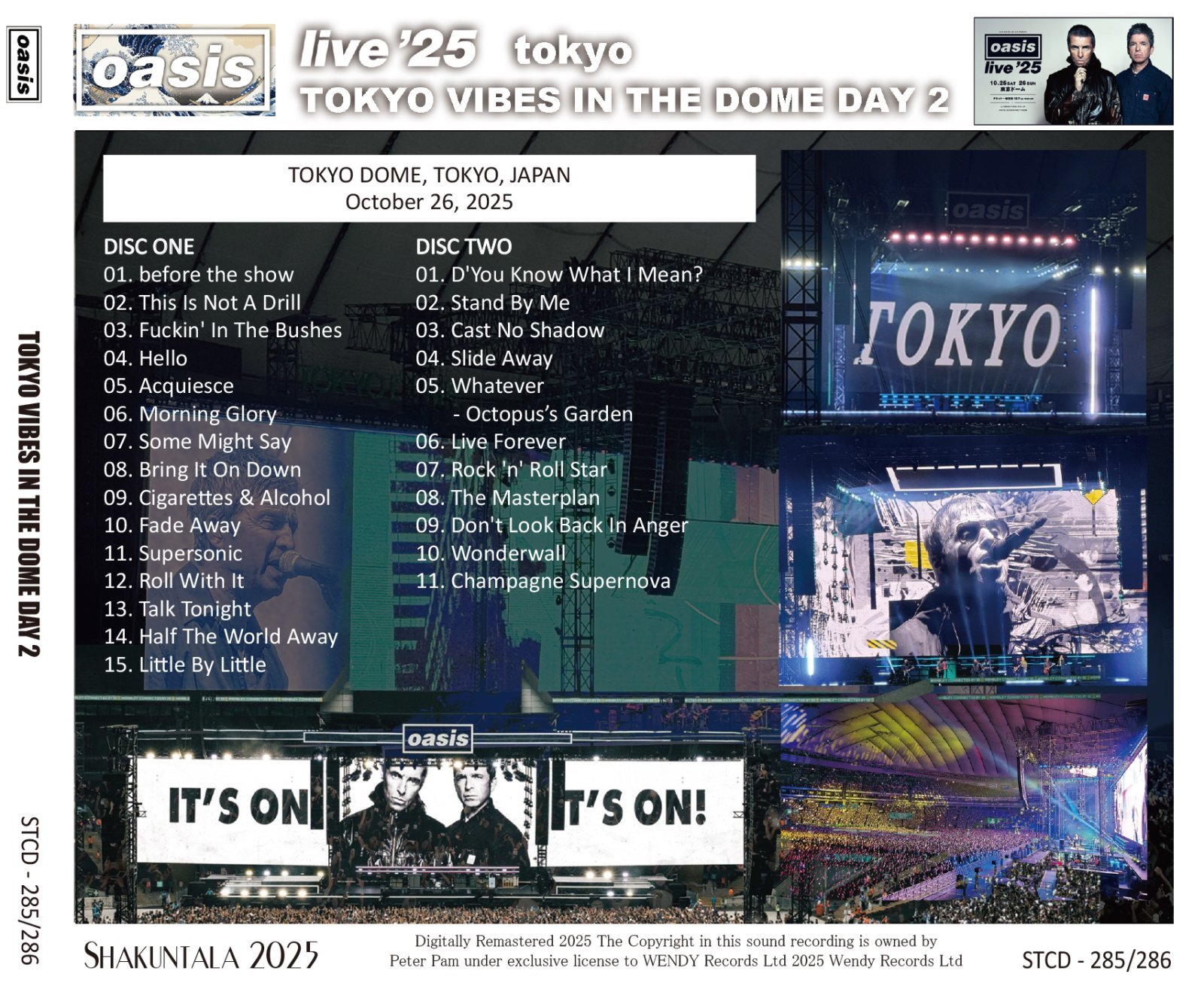 OASIS 2025 TOKYO VIBES IN THE DOME DAY 2 2CD - NEO FAUST
