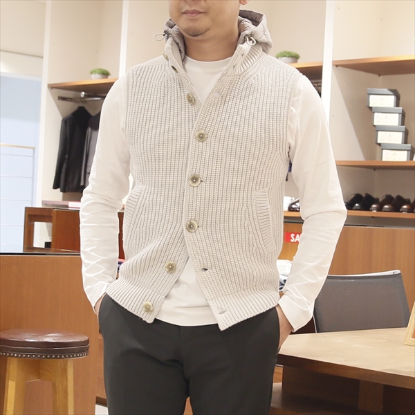 HERNO ヘルノ Resort [秋冬] フーデッド ローゲージニットベスト MC009UR