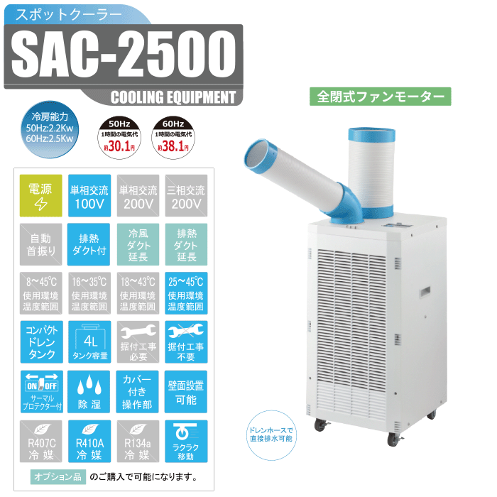 ナカトミ、スポットクーラー SAC-2500の購入はナカトミショップ