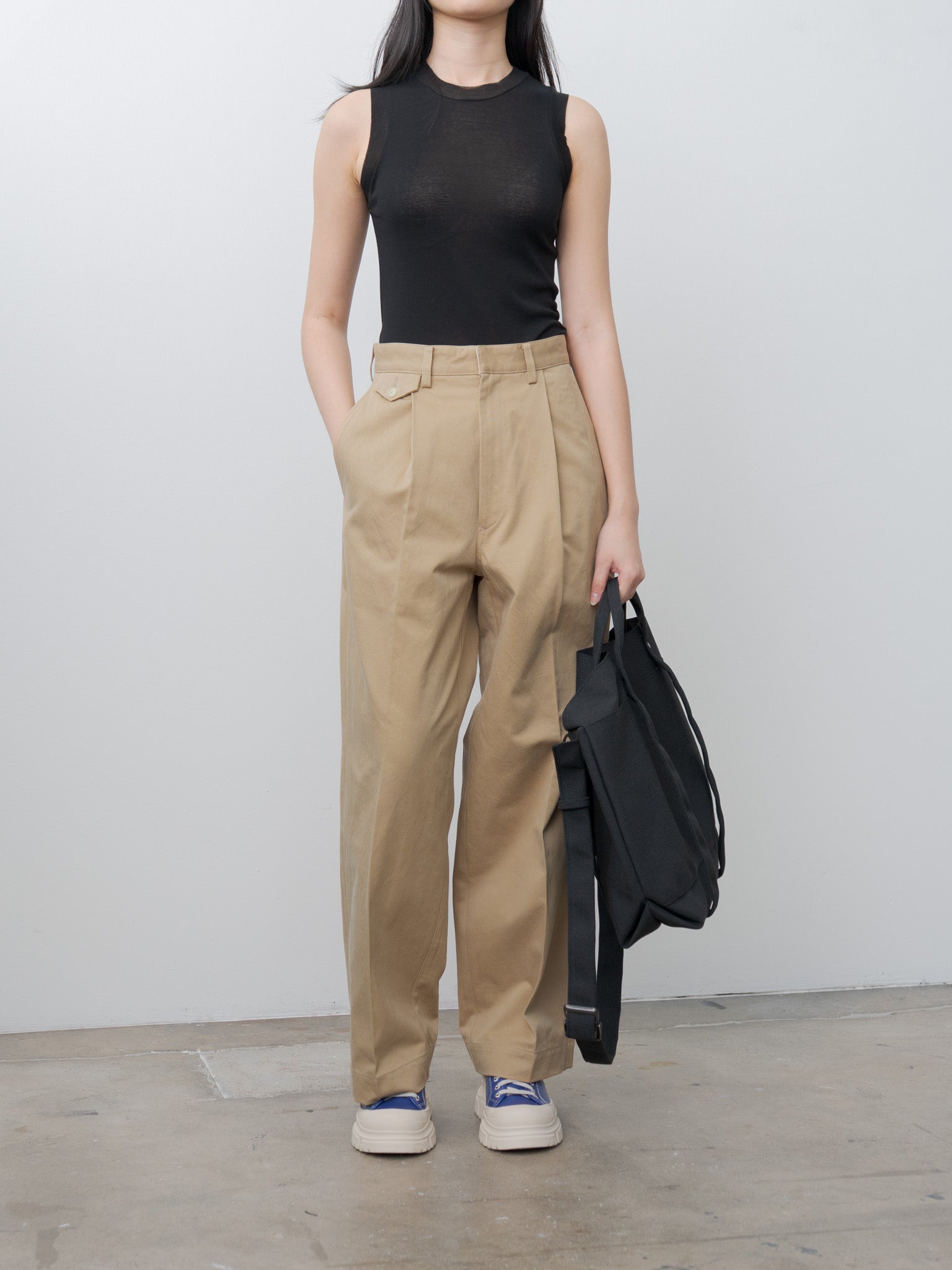 Namu Shop - Auralee Washed Finx Chino One-Tuck Pants - Camel Brown