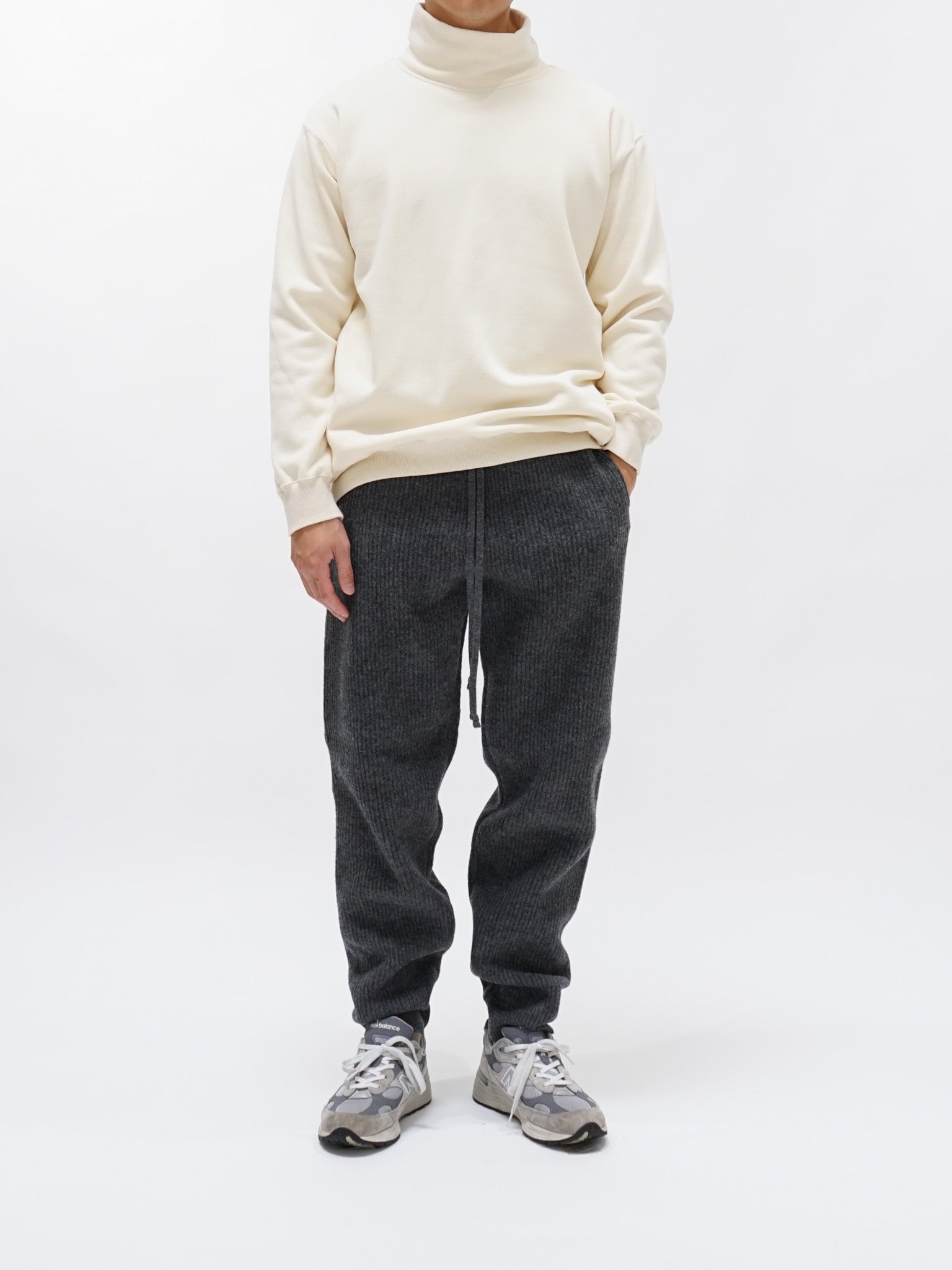 Namu Shop - Auralee Milled French Merino Rib Knit Pants - Charcoal