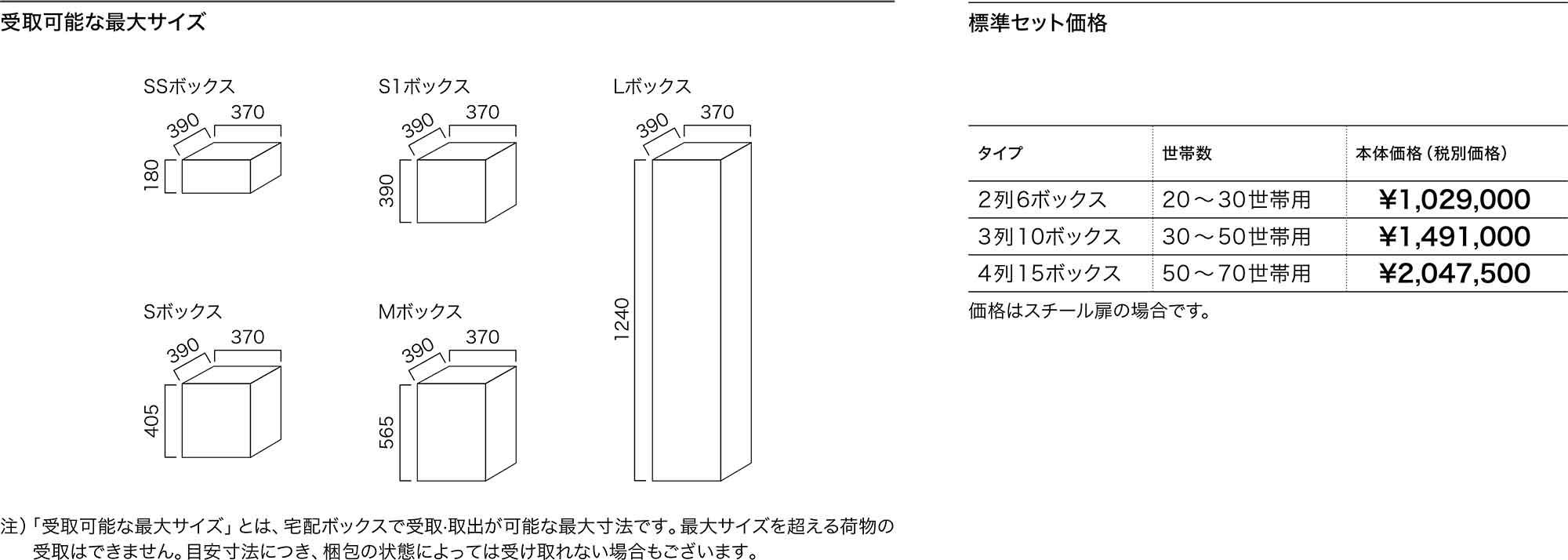 宅配ボックス 前入前出／オフライン電源式・屋内タイプ KS-TLH18