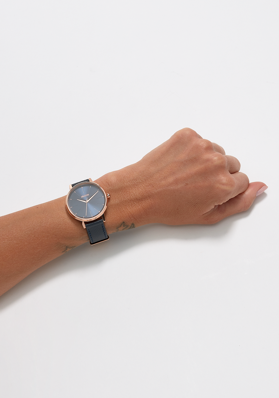 Kensington Leather Watch | Navy / Rose Gold | Women's Leather