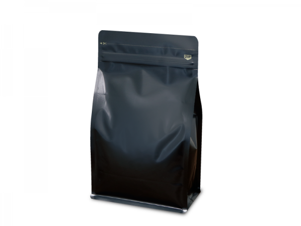 チャック付アロマキープフラットボトム300g ブラック｜ニコノス