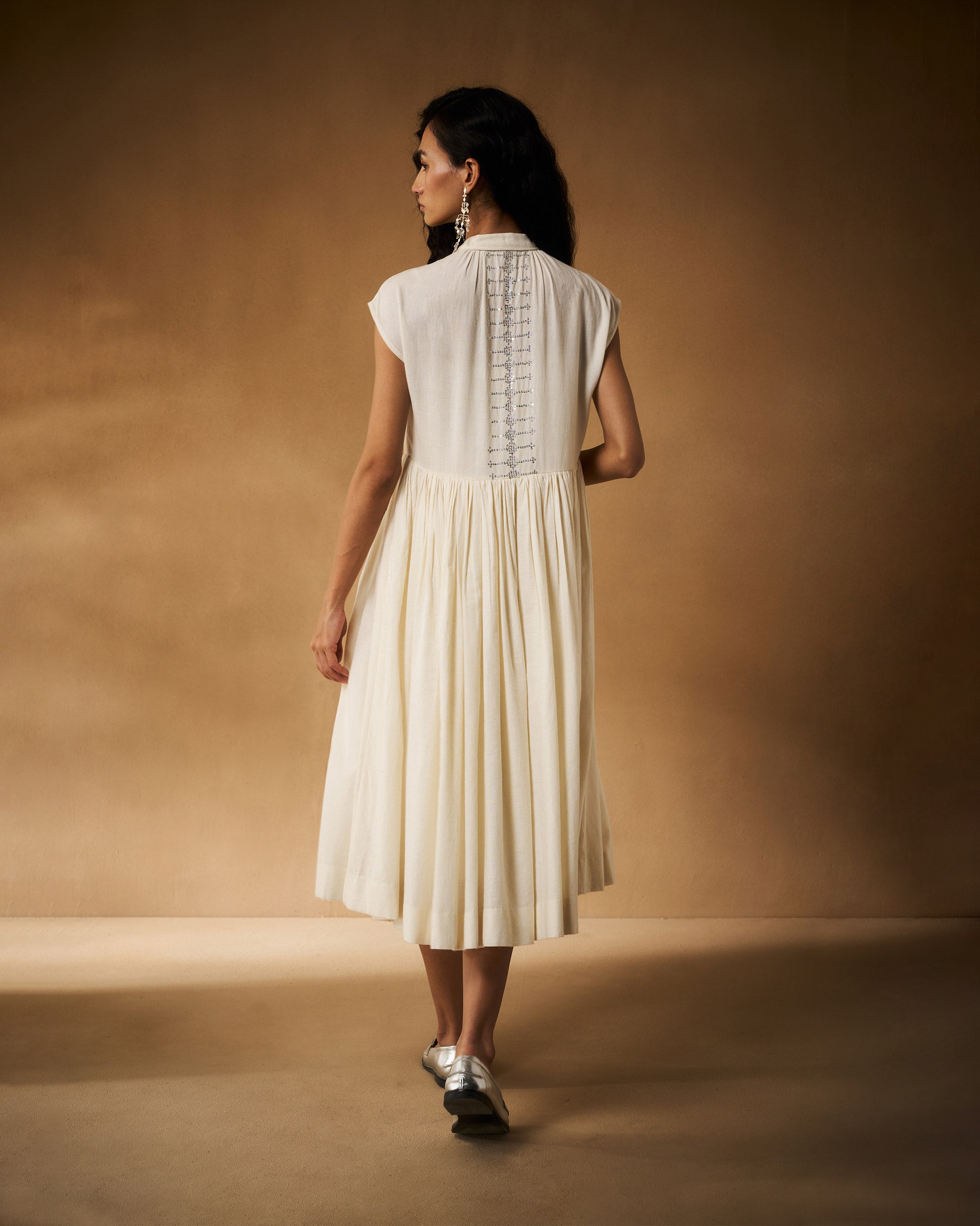 Mina Dress with Slip - Ivory Hand Embroidered – Nicobar