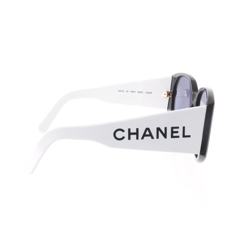 Vintage Chanel Extra Wide Temple White Black Sunglasses - Nina
