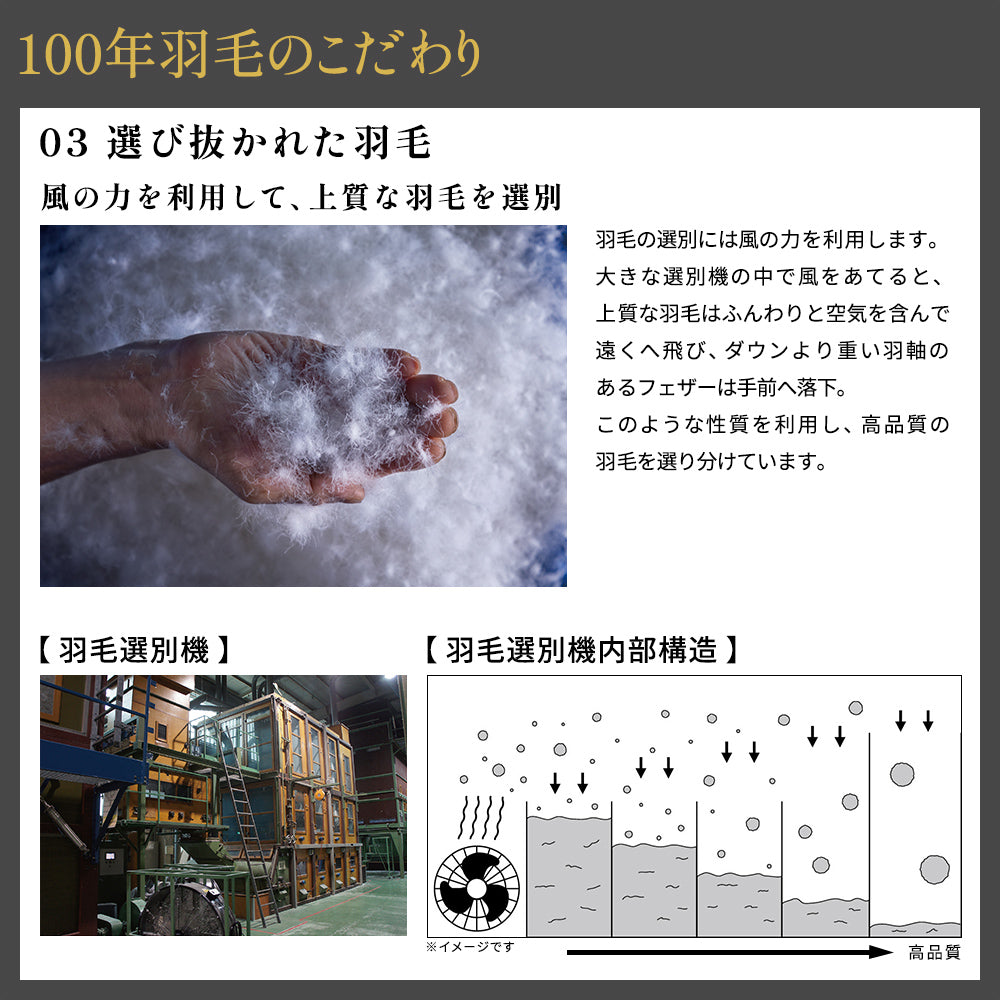 昭和西川 100年羽毛］羽毛合掛けふとん 日本製ハンガリー産ホワイト