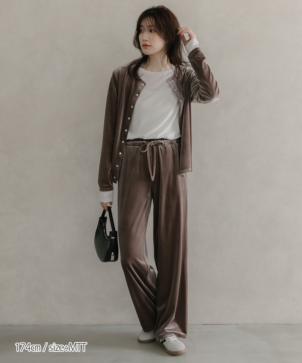 高身長 ベロアワイドパンツ（セットアップ対応）（トールサイズ