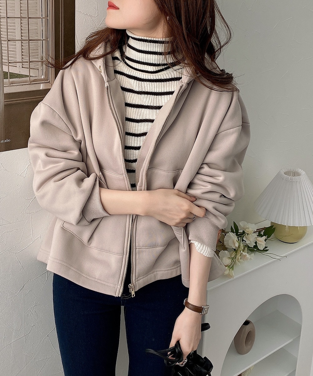 裏起毛 後タックジップアップパーカー 通販【ニッセン】