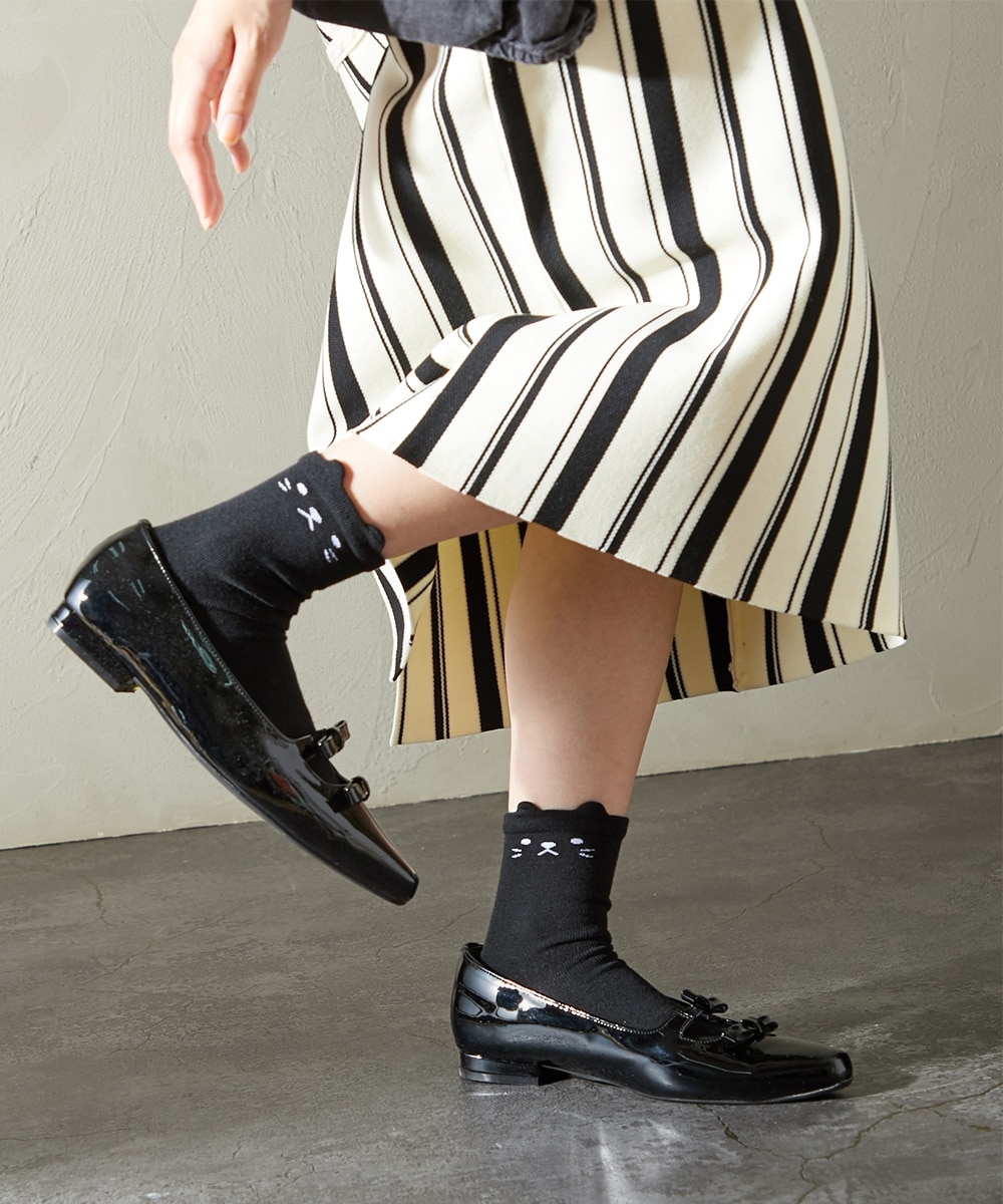 足口ゆったり ねこだらけクルーソックス7足組 通販【ニッセン】