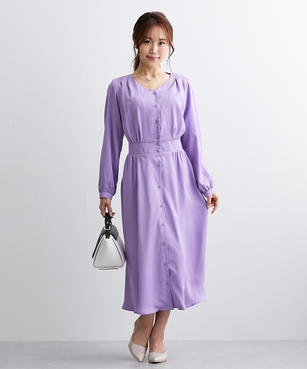 大きい胸専用】Vネックスタイルが良く見える2WAY 長袖 ワンピース