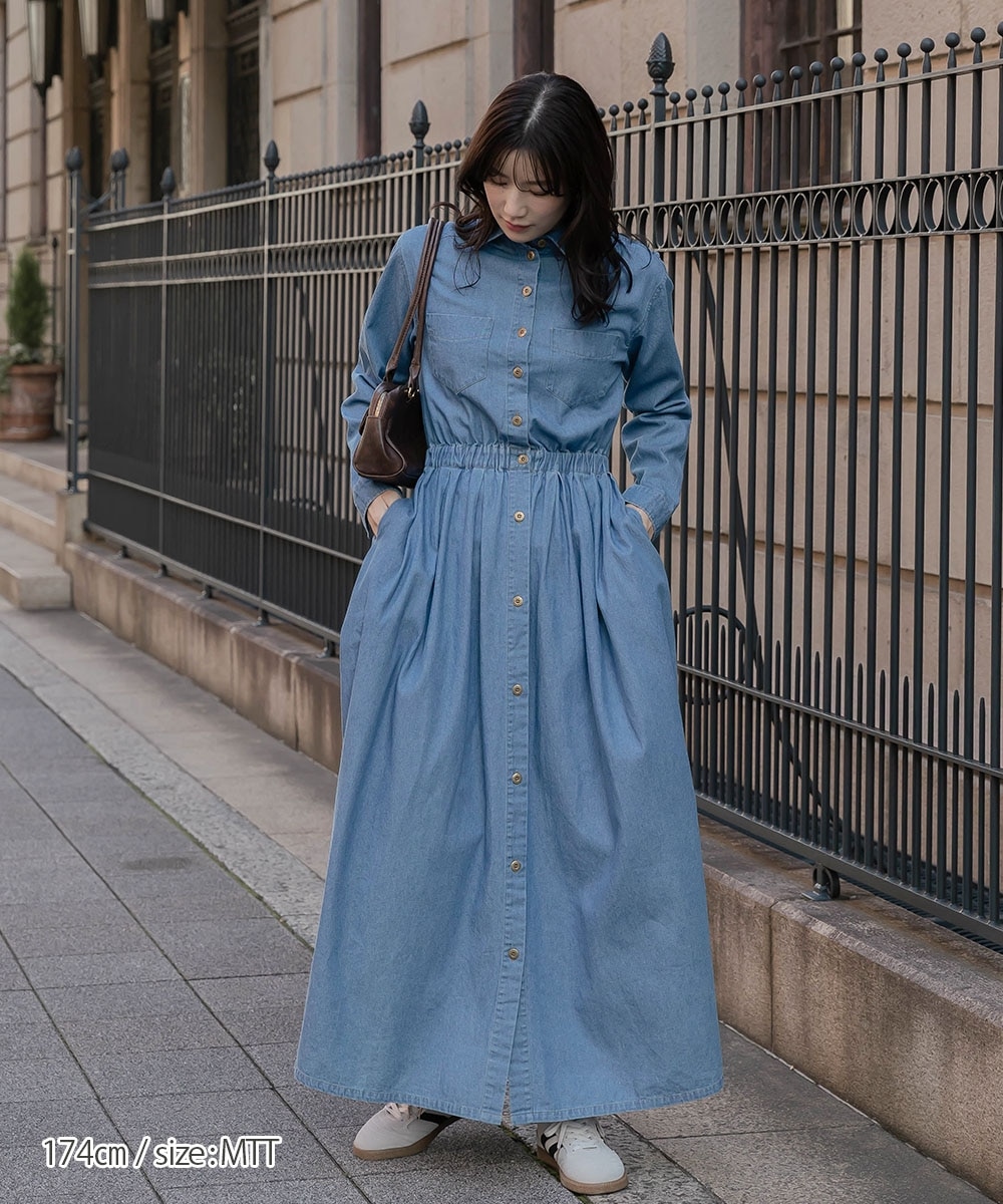 高身長 デニムマキシワンピース（トールサイズ）Essenave 通販【ニッセン】