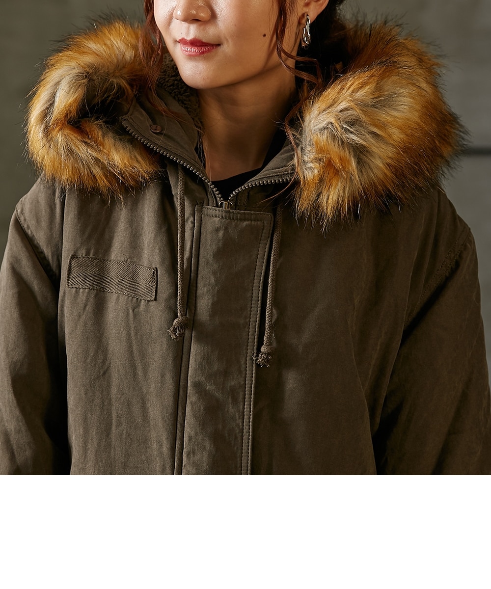 取り外し可能フェイクファー付モッズコート 通販【ニッセン】