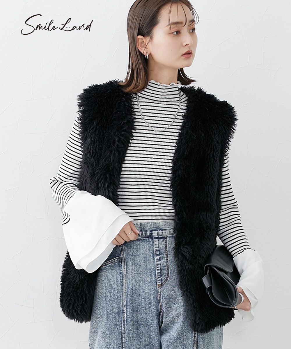 大きいサイズ もこもこフェイクファーベスト 通販【ニッセン】