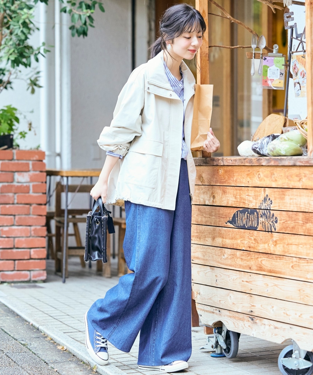 大きいサイズ＞綿100％楽ちんデニムガウチョパンツ（ゆったりヒップ