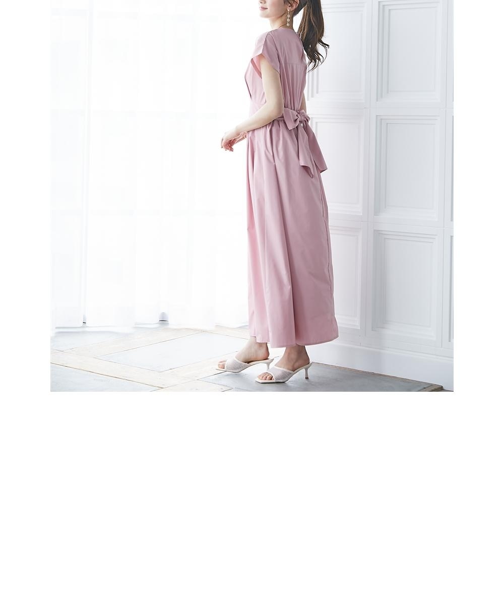 高身長 フレンチスリーブボリュームフレアワンピース（トールサイズ