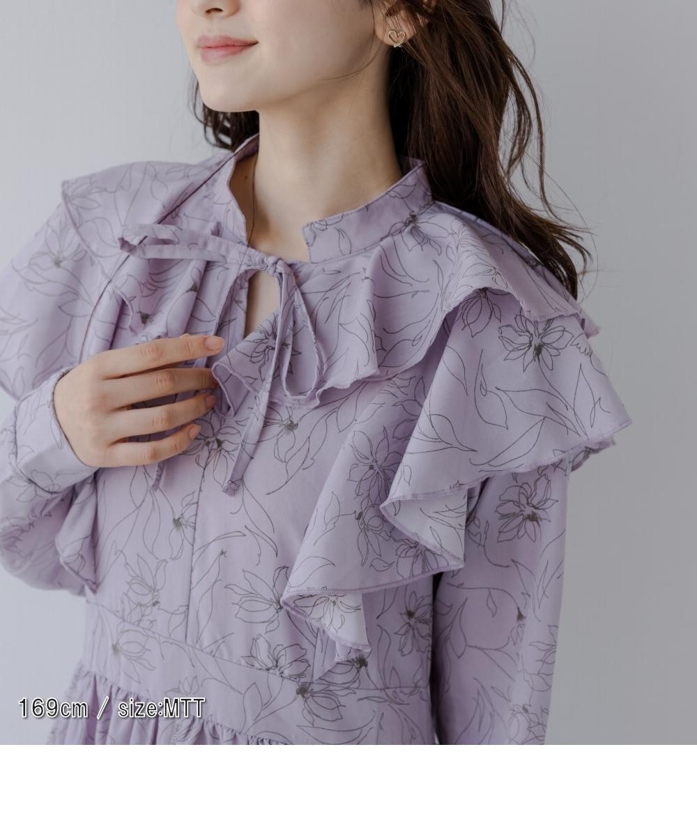 高身長 フリルデザイン総柄ワンピース（トールサイズ）fifiean 通販