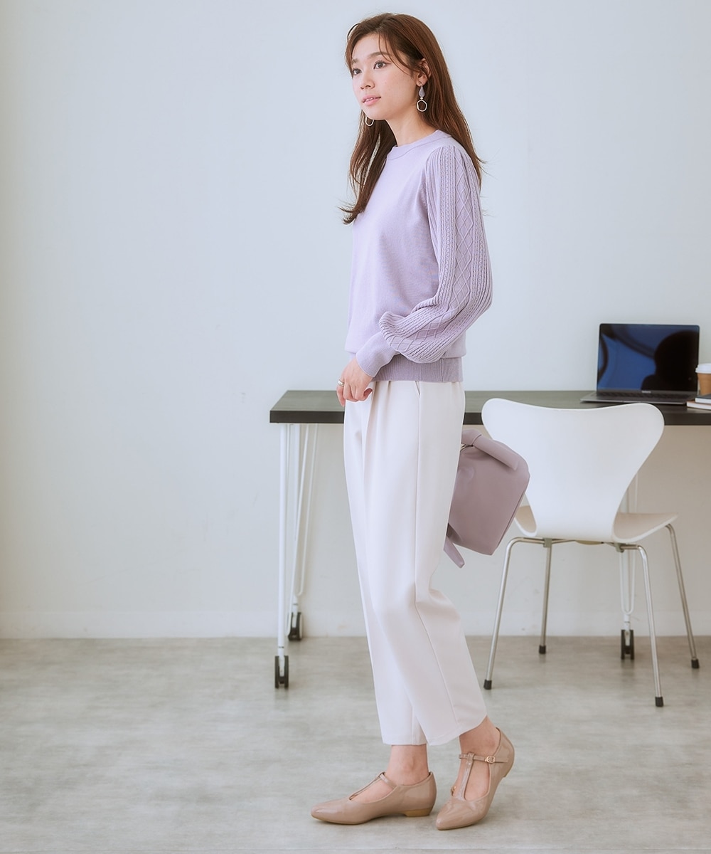 ストレッチダブルクロスツータックテーパードパンツ（しわになりにくい