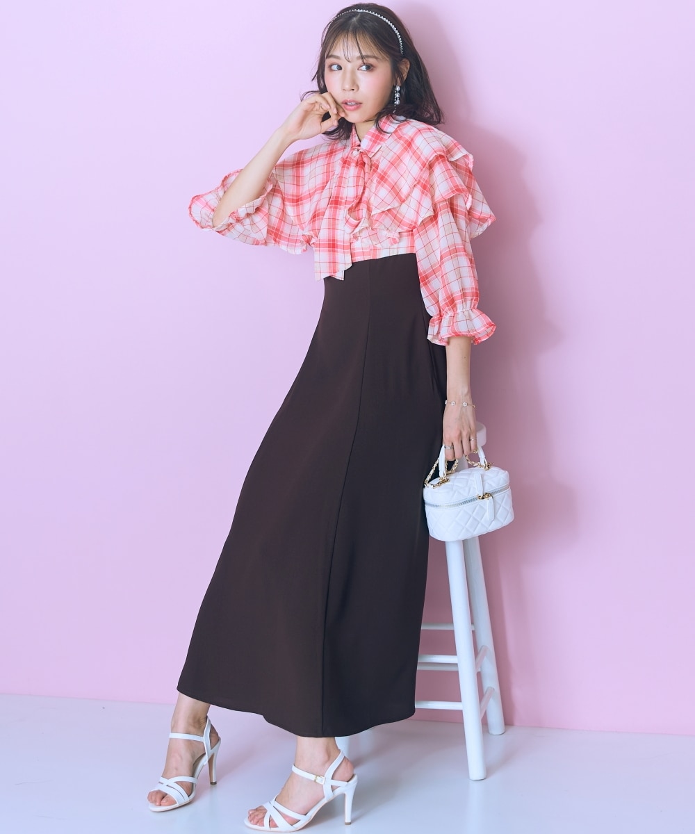 大きいサイズ＞柄ブラウスドッキングワンピース marun 通販【ニッセン】