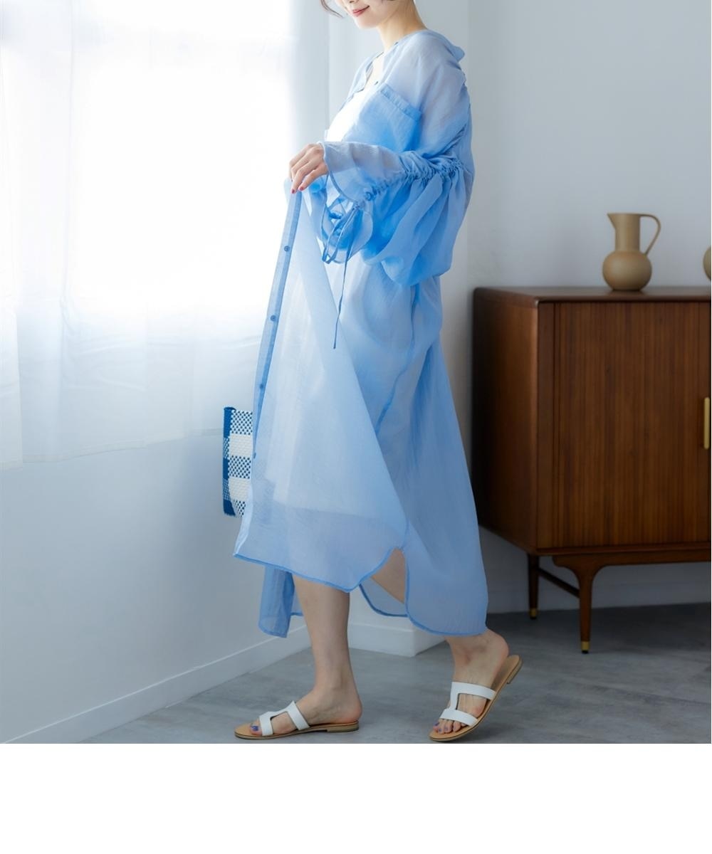 大きいサイズ ギャザーデザインロングシアーシャツ miclat 通販